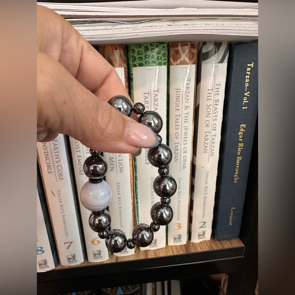 (JOYHANNAH) TERAHERTZ + CHALCEDONY NATURAL STONES  BRACELET size 7” - Picture 9 of 11